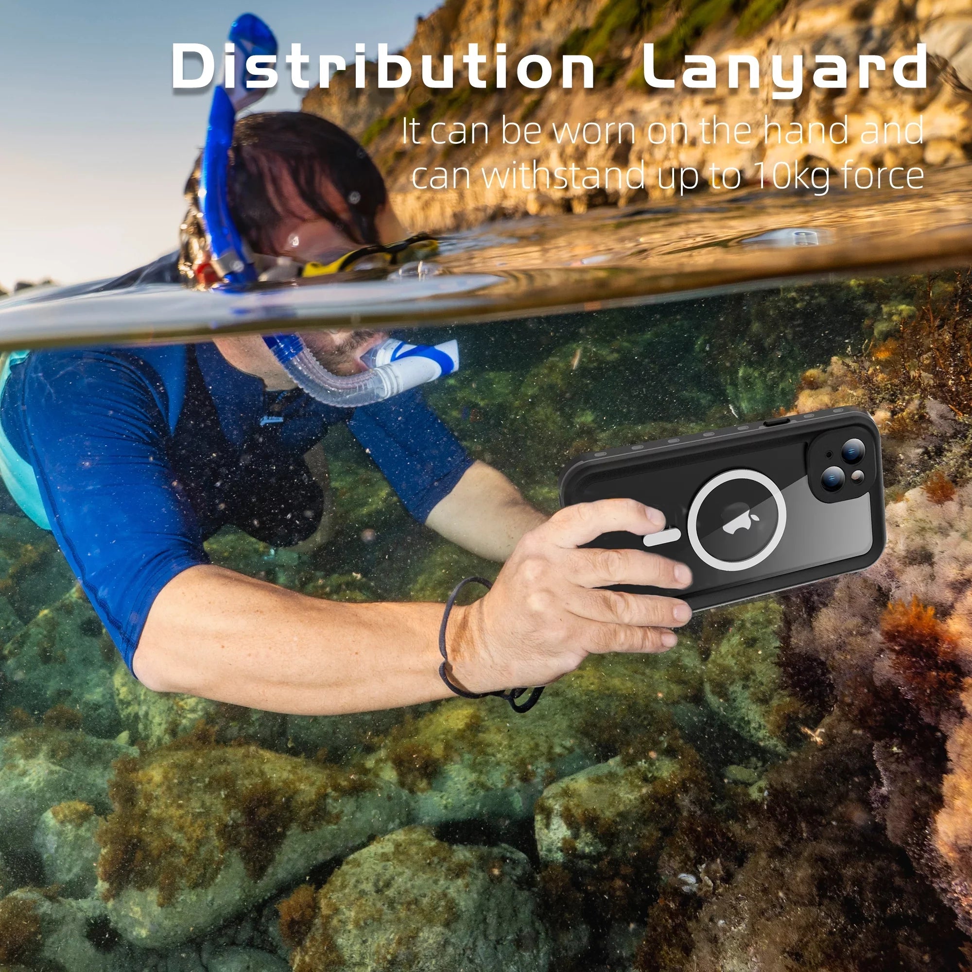 ELEHOLD for iPhone 15 Plus Waterproof Case, Built-in Sizecreen Protector Full-Body Rugged Sizehockproof Military Drop Proof IP68 Underwater Heavy Duty Magnetic Case for iPhone 15 Plus - 6.7inch,Black