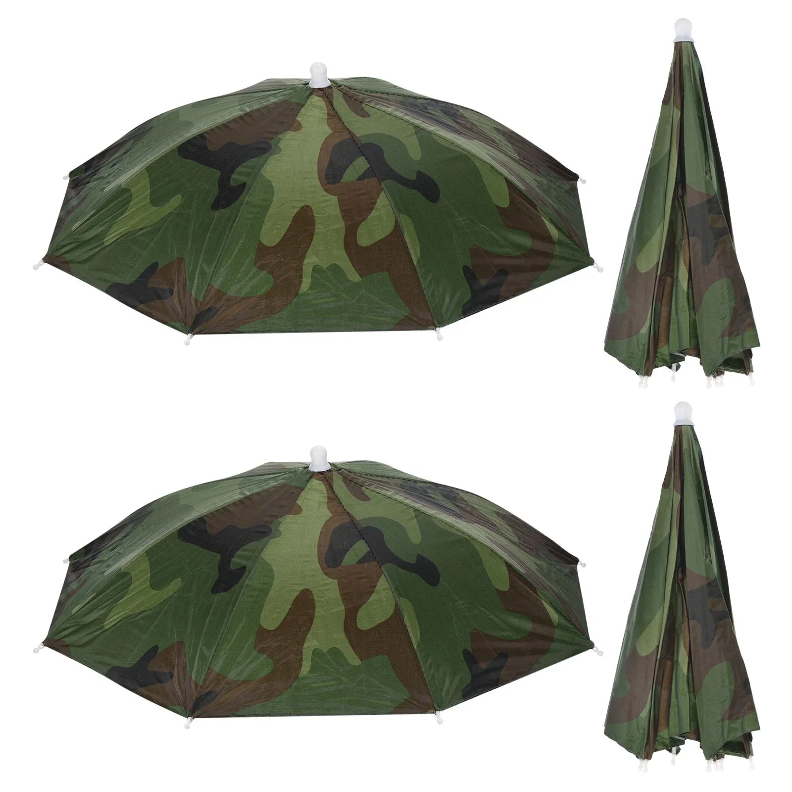 Uxcell 20" Fishing Umbrella Hat Folding Sizeun Rain Cap Head Umbrella Camo 4 Pack