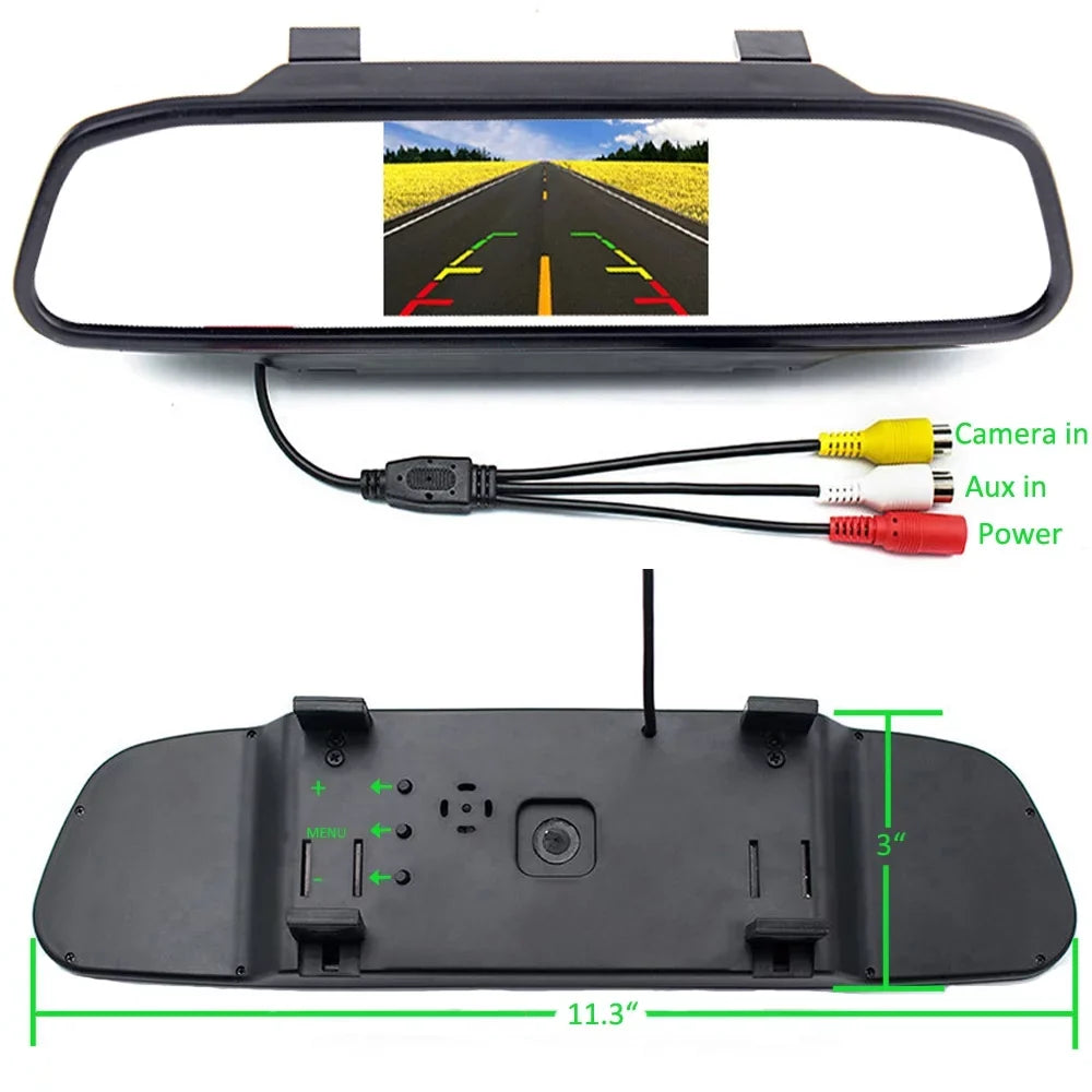 Podofo Wireless Car Backup Camera Kit 4.3" Mirror Monitor Waterproof License Plate Vehicle Rear View Camera with 7 LED IR Night Vision