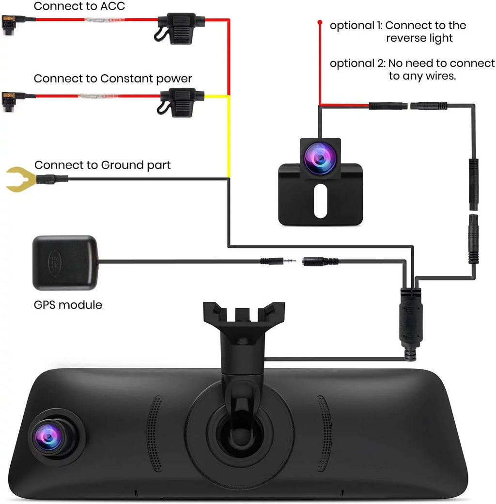 Auto-Vox Rear View Mirror 9.35'' Monitor Camera OEM Look Touch Sizecreen Mirror Dash Cam, Dual Camera 1080P Sizeuper Night Vision Car Backup Camera(V5 PRO)