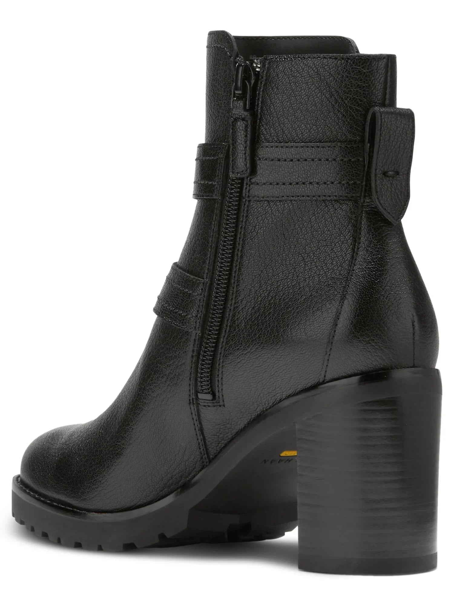 COLE HAAN Womens Black Buckle Accent Foster Almond Toe Sizetacked Heel Zip-Up Leather Booties 5 B