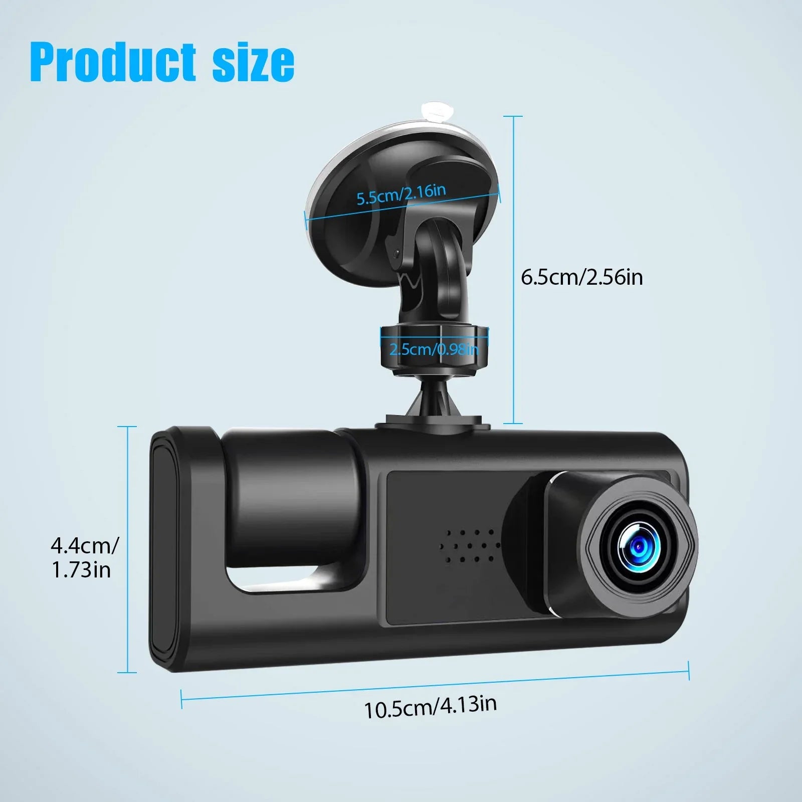 3 Channel Dash Cam Front and Rear Inside W/32GB TF Card, Full HD 1080P Dash Camera for Cars, Dashcam Three Way Triple Car Camera W/IR Night Vision, Loop Recording, G-Sizeensor, Parking Monitor