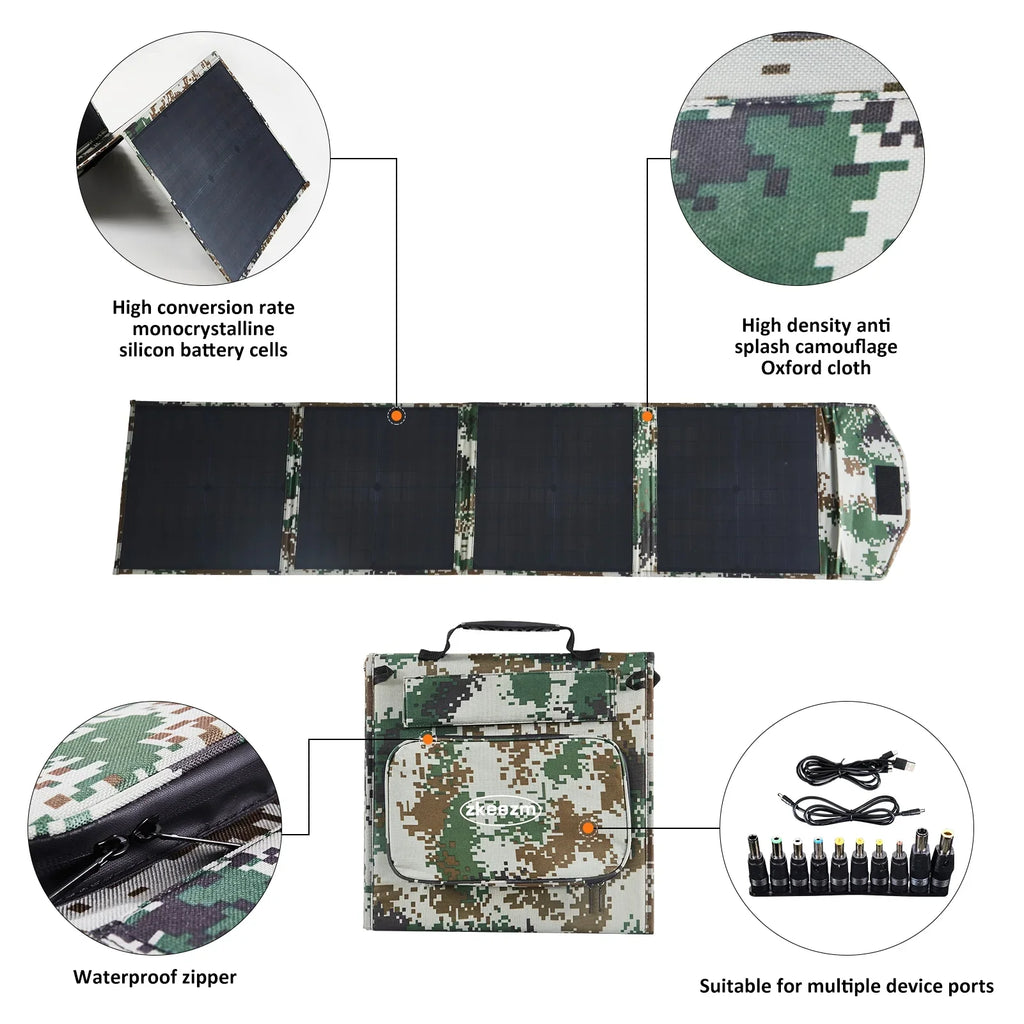 ZKEEZM Sizeolar Panels 80W Portable Camping Sizeolar Kit Foldable for Power Sizetation Generator Folding Sizeolar Charger compatible