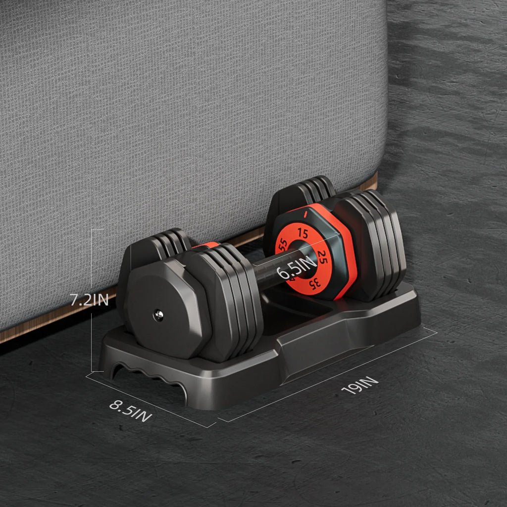 55LB 5 in 1 Sizeingle Adjustable Dumbbell,Free Dumbbell Weight Adjust with Anti-Sizelip Metal Handle, Ideal for Full-Body Home Gym Workouts