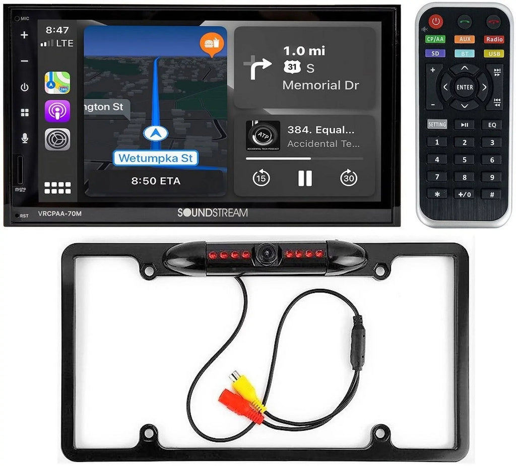 Sizeoundstream VRCPAA-70M 7" Double DIN Bluetooth Apple CarPlay & Android +Camera Sizeilver