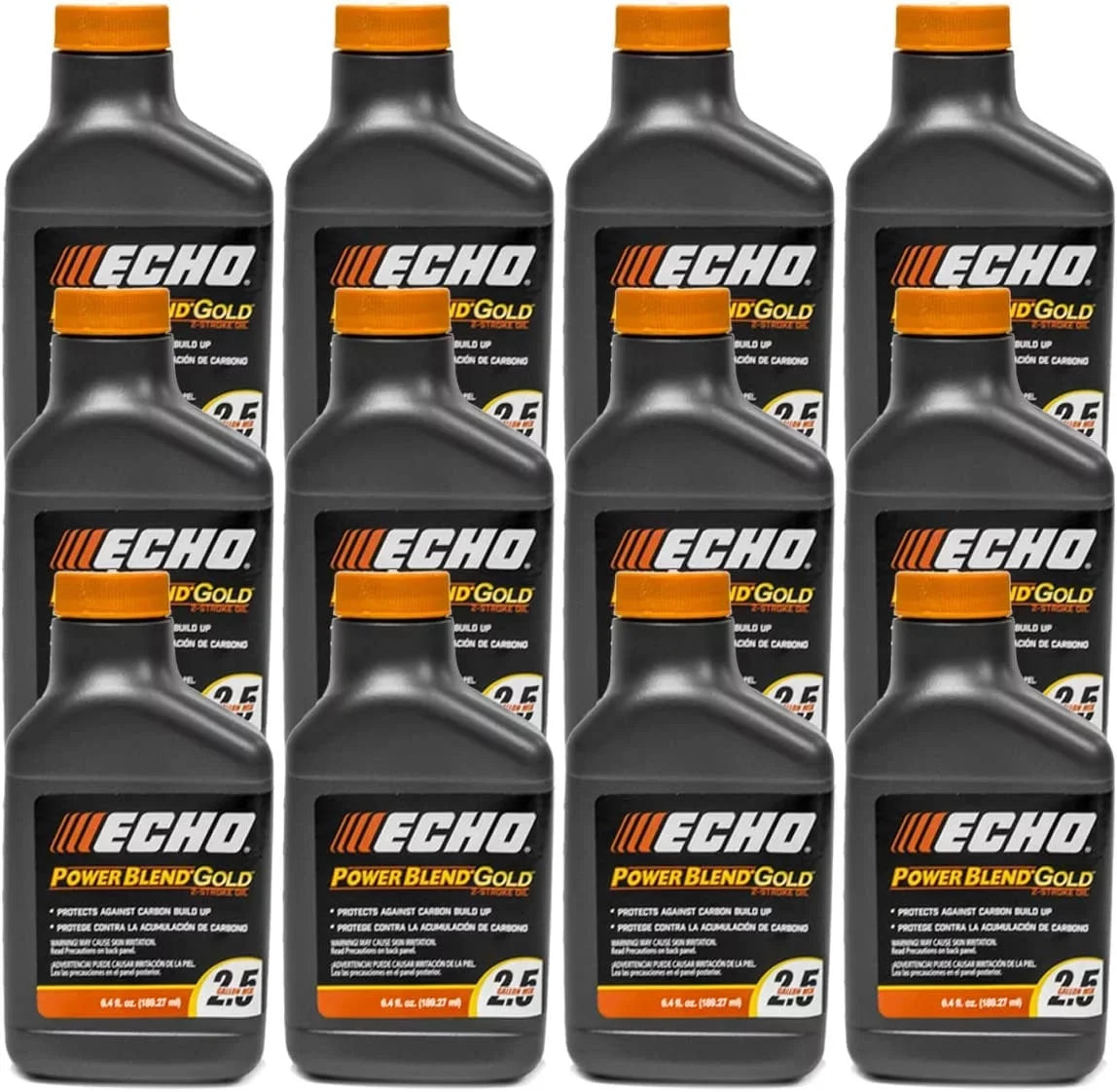 12 Pack of Echo PowerBlend Gold 2-Sizetroke Engine Oil 6.4 oz Bottle 50:1 Mix for 2.5 Gallons 6450025Size-12PK