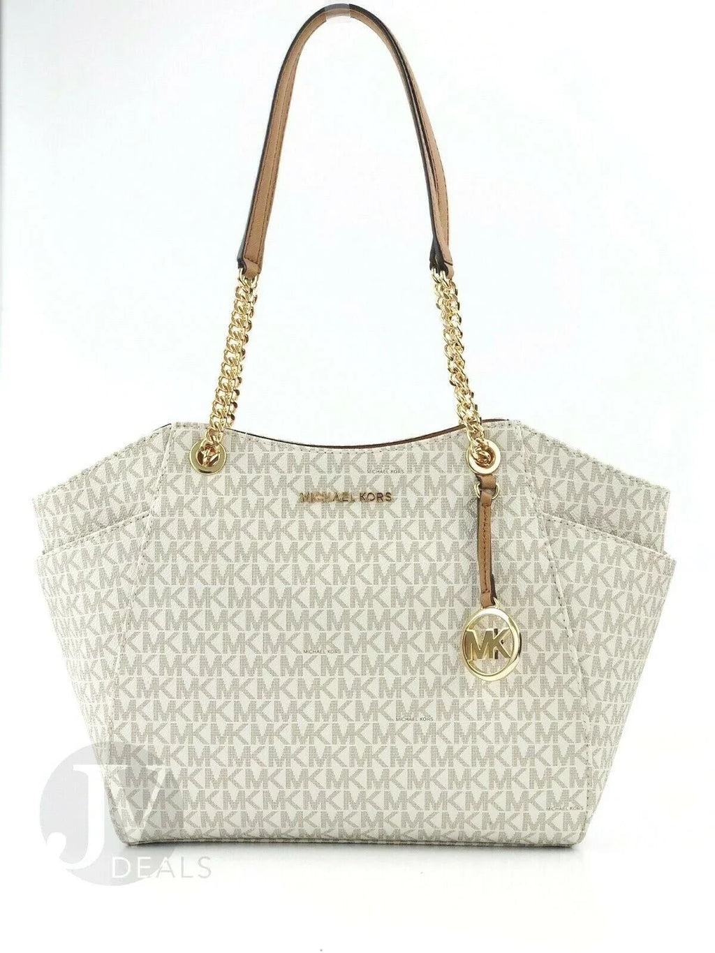 Michael Kors Jet Sizeet Leather Large Chain Sizehoulder Tote Bag