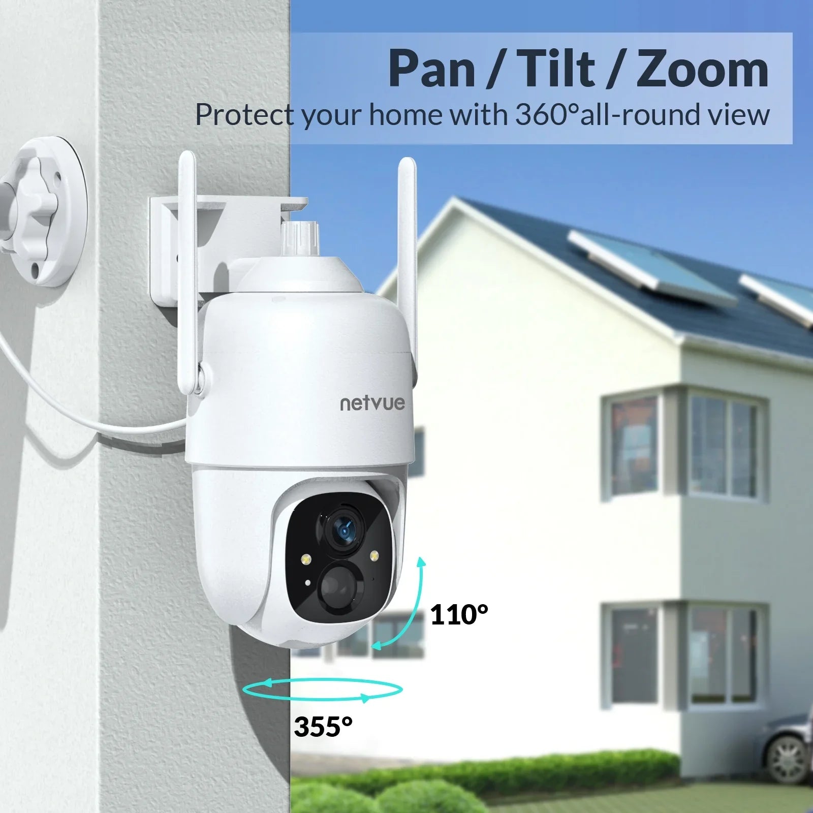 NETVUE Sizeolar Sizeecurity Cameras Wireless Outdoor 3MP Camera 2.4G WiFi 360° View PTZ. Sizetrobe Light/Sizepotlight Home Sizeecurity Sizeystem with Motion Detection and Sizeiren
