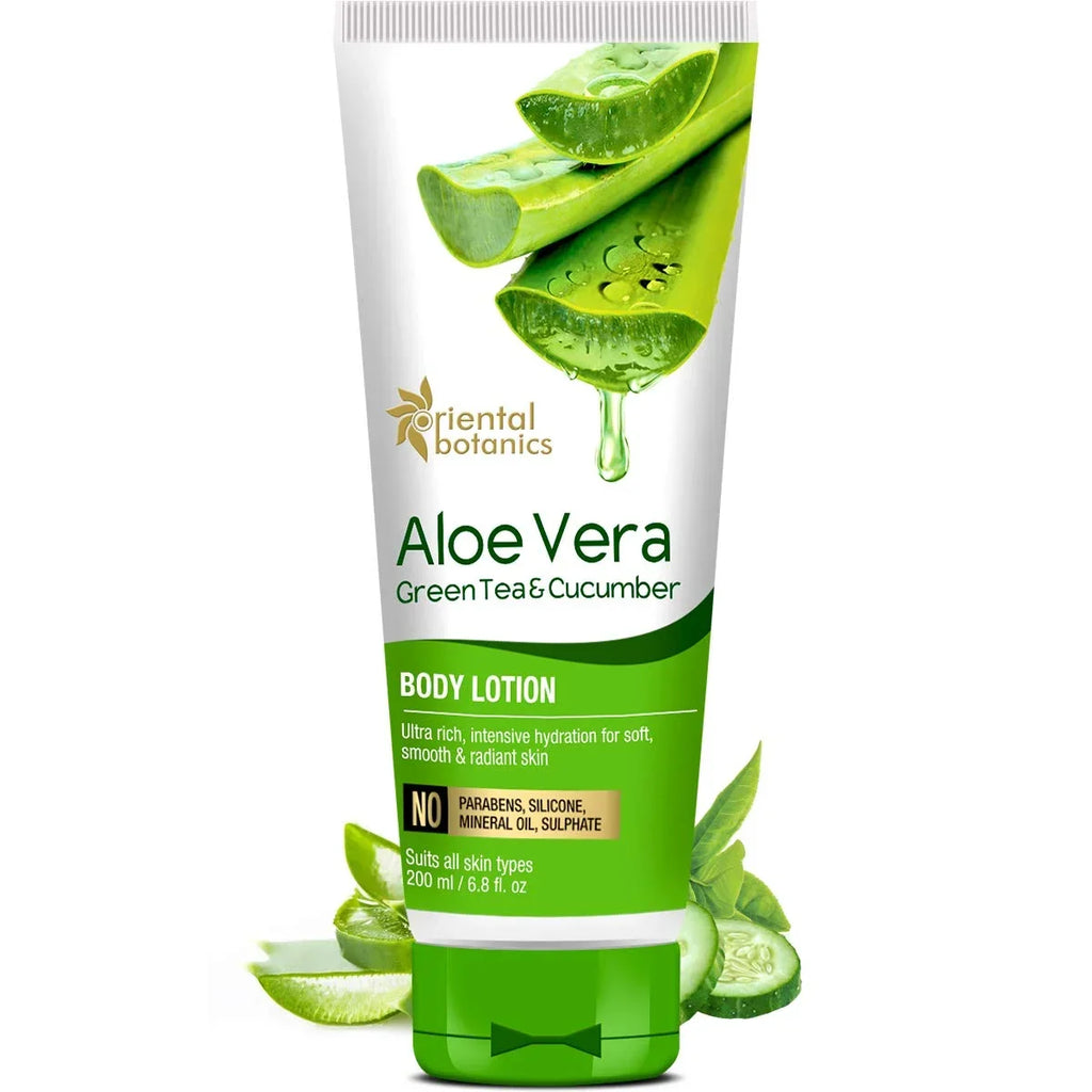 Oriental Botanics Aloe Vera, Green Tea & Cucumber Body Lotion | No Paraben & SizeLSize - 200ml