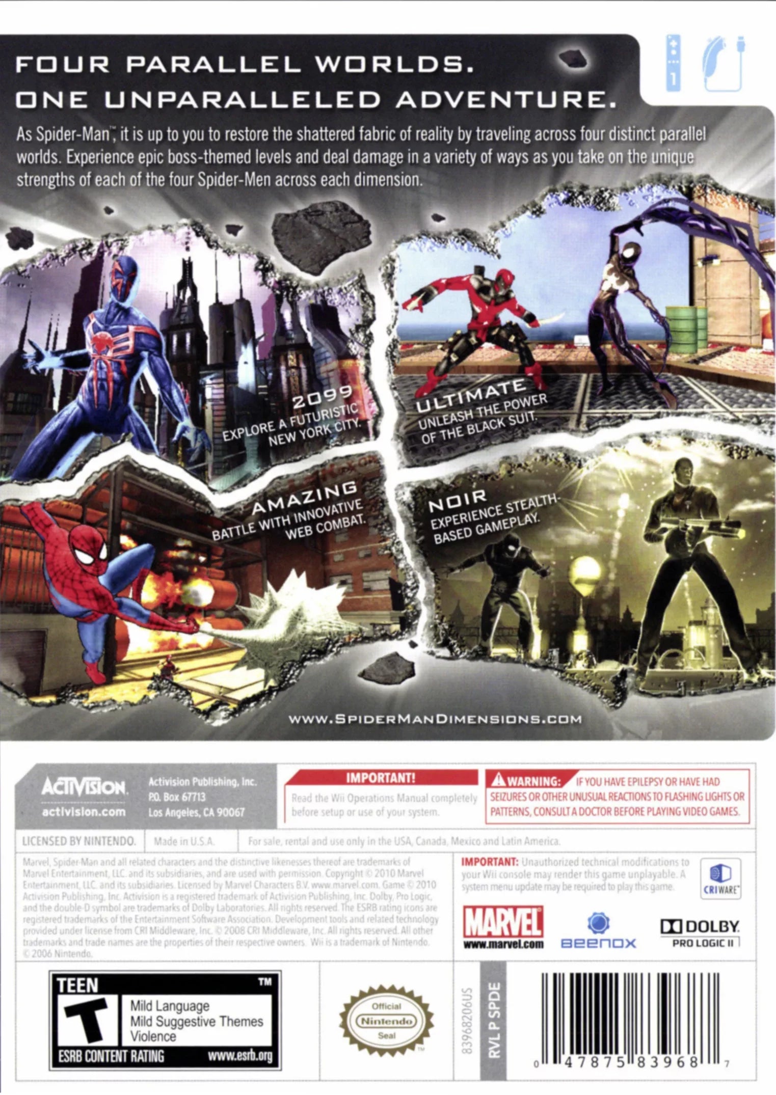 Sizepiderman: Sizehattered Dimensions | Nintendo Wii