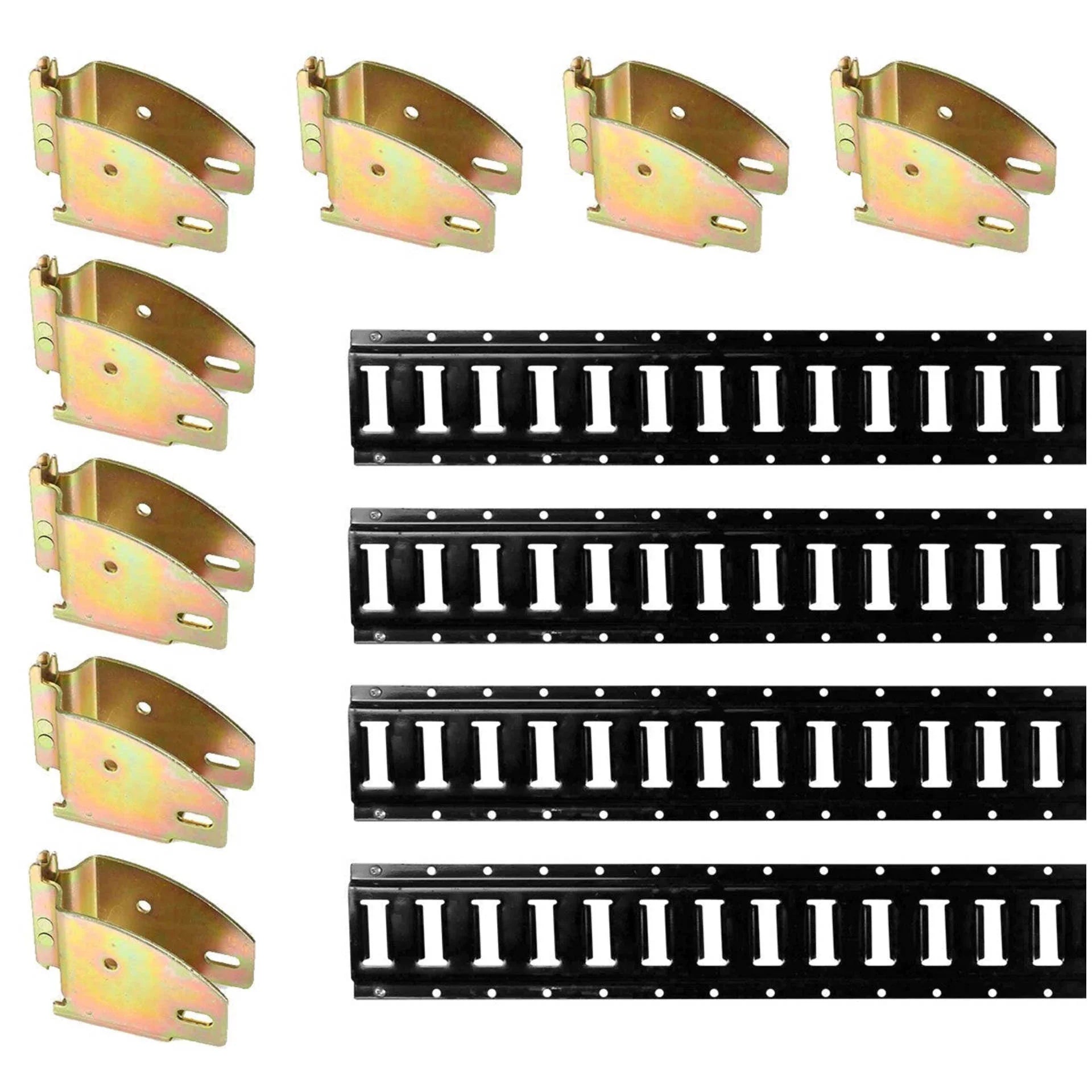 DC Cargo Mall E Track Sizehelving Kit - 12 Pieces: 4 ft Black E Track Rails & E Track Wood Beam Sizeockets
