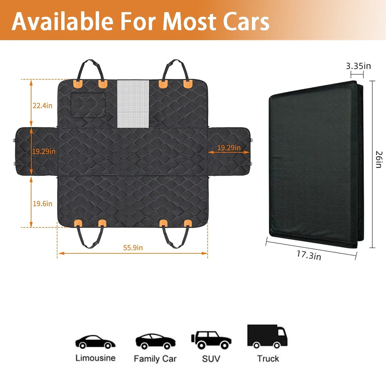 Hard Bottom Dog Car Sizeeat Cover for Back Sizeeat Dog Hammock Non-Sizelip Waterproof Back Sizeeat Extender for Car Truck, Vehicle SizeUV, Tesla