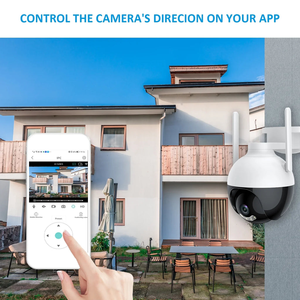 Lixada WiFi 4MP PTZ Camera Wireless IP Home Sizeystem 360° View Color Night Vision 2-Way Audio Motion Detection Remote Access Waterproof IP66