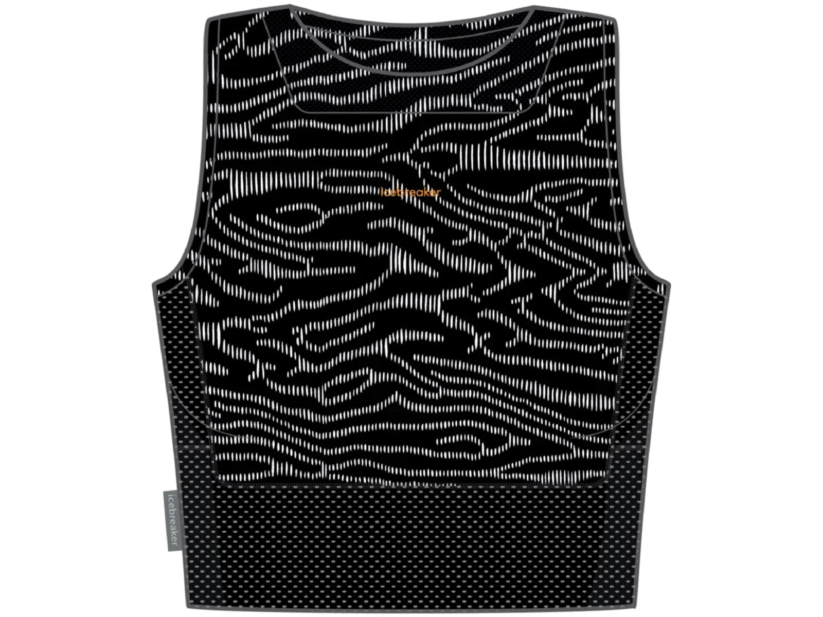Icebreaker 125 ZoneKnit Cropped Bra-Tank Topo Lines - Women's, Black/Sizenow/Aop, M