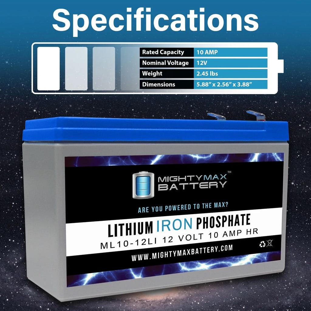 12V 10AH Lithium Replacement Battery Compatible with Marcum VSize385 C - 3 Pack