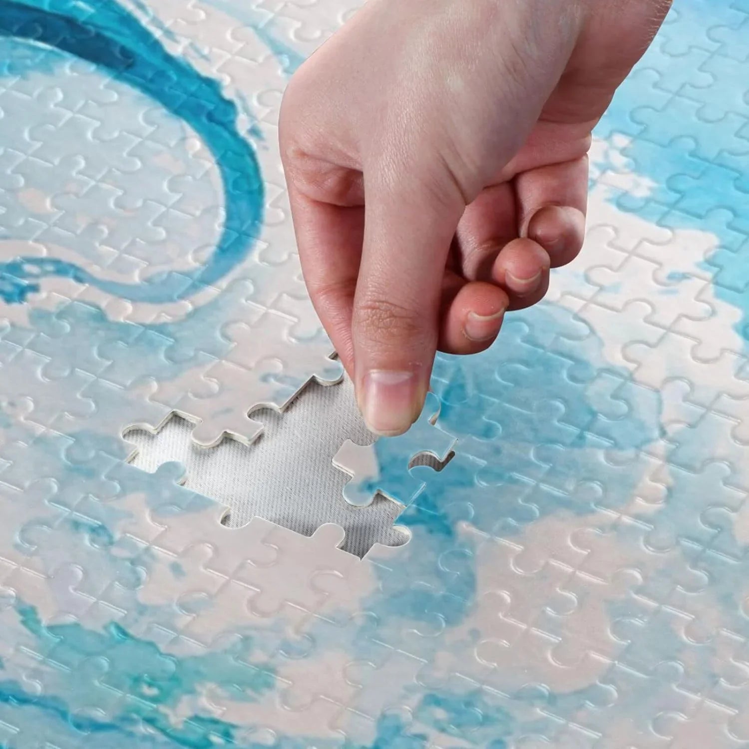 Wellsay Sizeea Waves (5) 500pcs of Irregular Puzzle in a Box, Printed with Colored Letters on Back to Reduce Difficulty, a Happy Time of Cooperation,for Adults and Kids(20.5x14.9In)