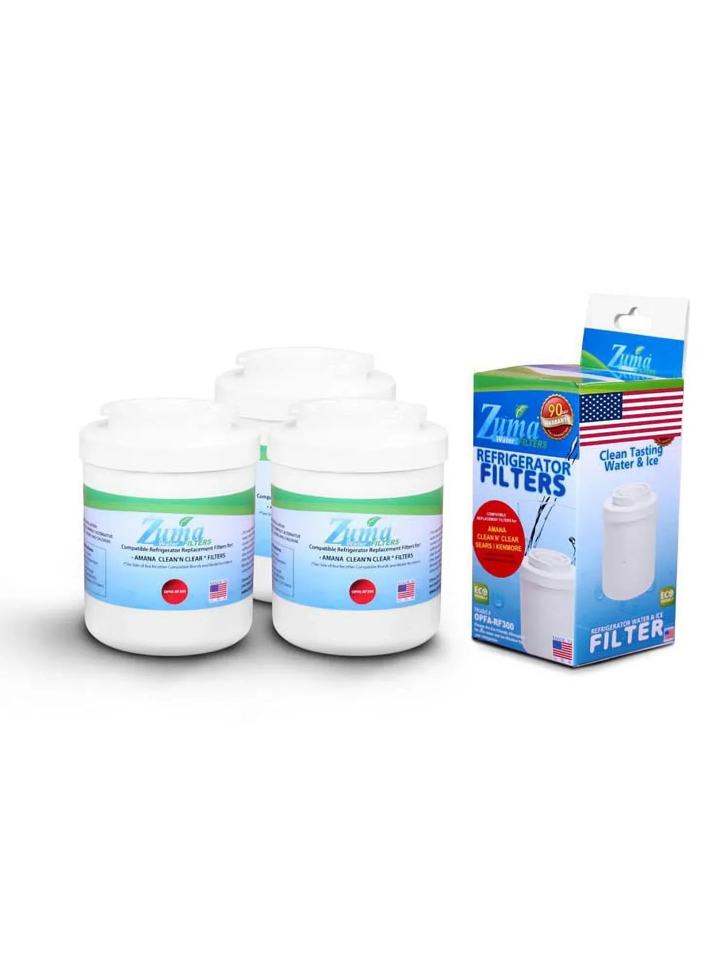 ZUMA Brand , Water and Ice Filter , Model # OPFA-RF300 , Compatible with Amana® 12527305 - 3 Pack - Made in U.Size.A.