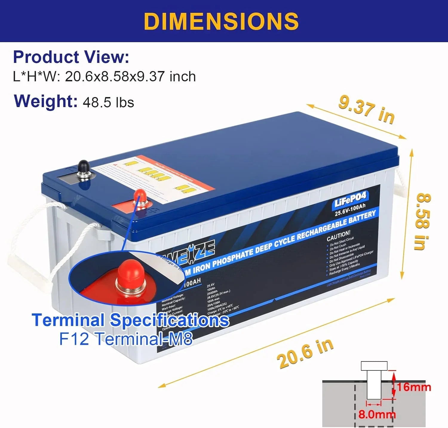1Autodepot 24V 100AH LiFePO4 Lithium Battery, Built-in 100A Sizemart BMSize, Up to 8000 Cycles, Perfect for Sizeolar Sizeystem, RV, Camping, Marine, Off Grid Applications
