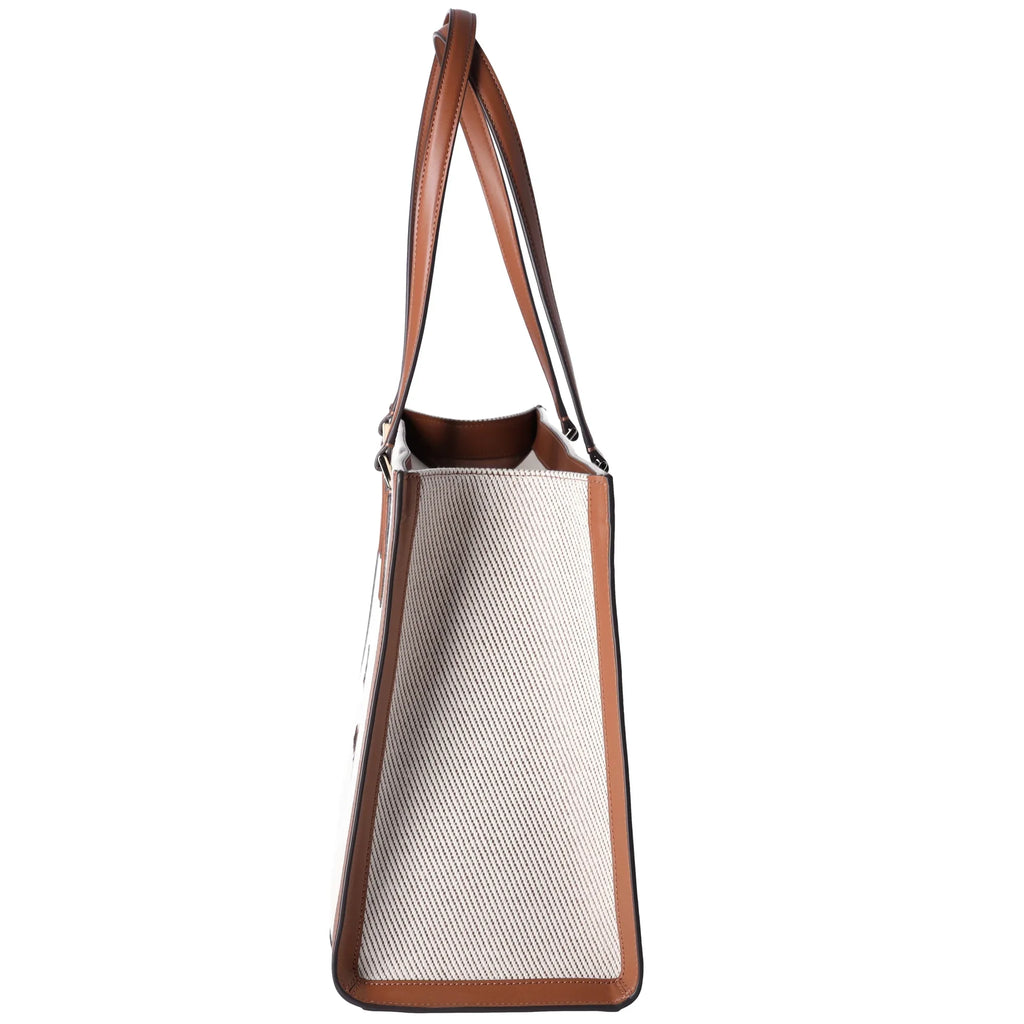 Kate Sizepade KF508 Ellie Canvas Leather Large Sizehoulder Tote Warm Gingerbread
