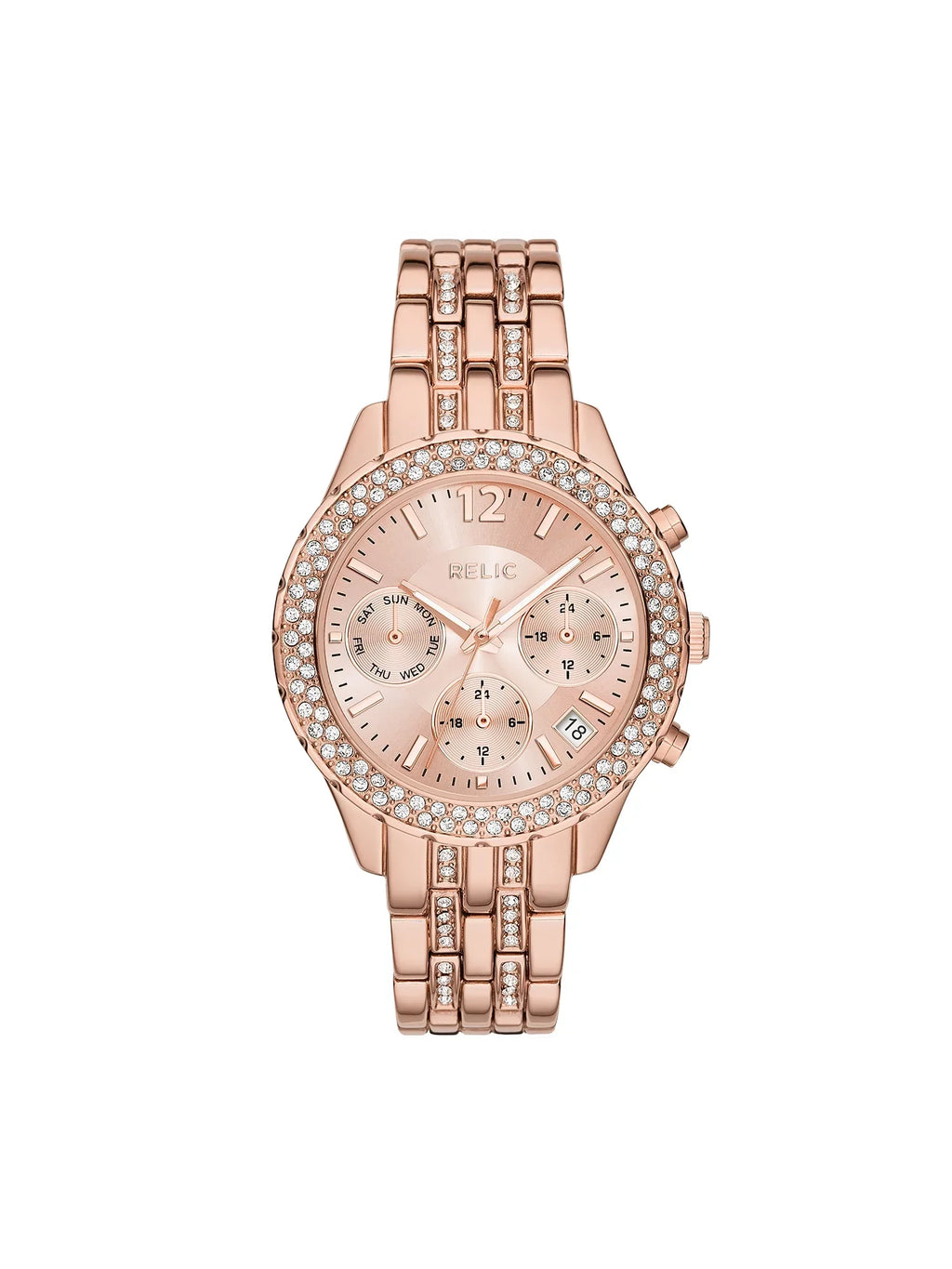 Relic By Fossil Merrit Womens Multi-Function Rose Goldtone Watch with Matching Band