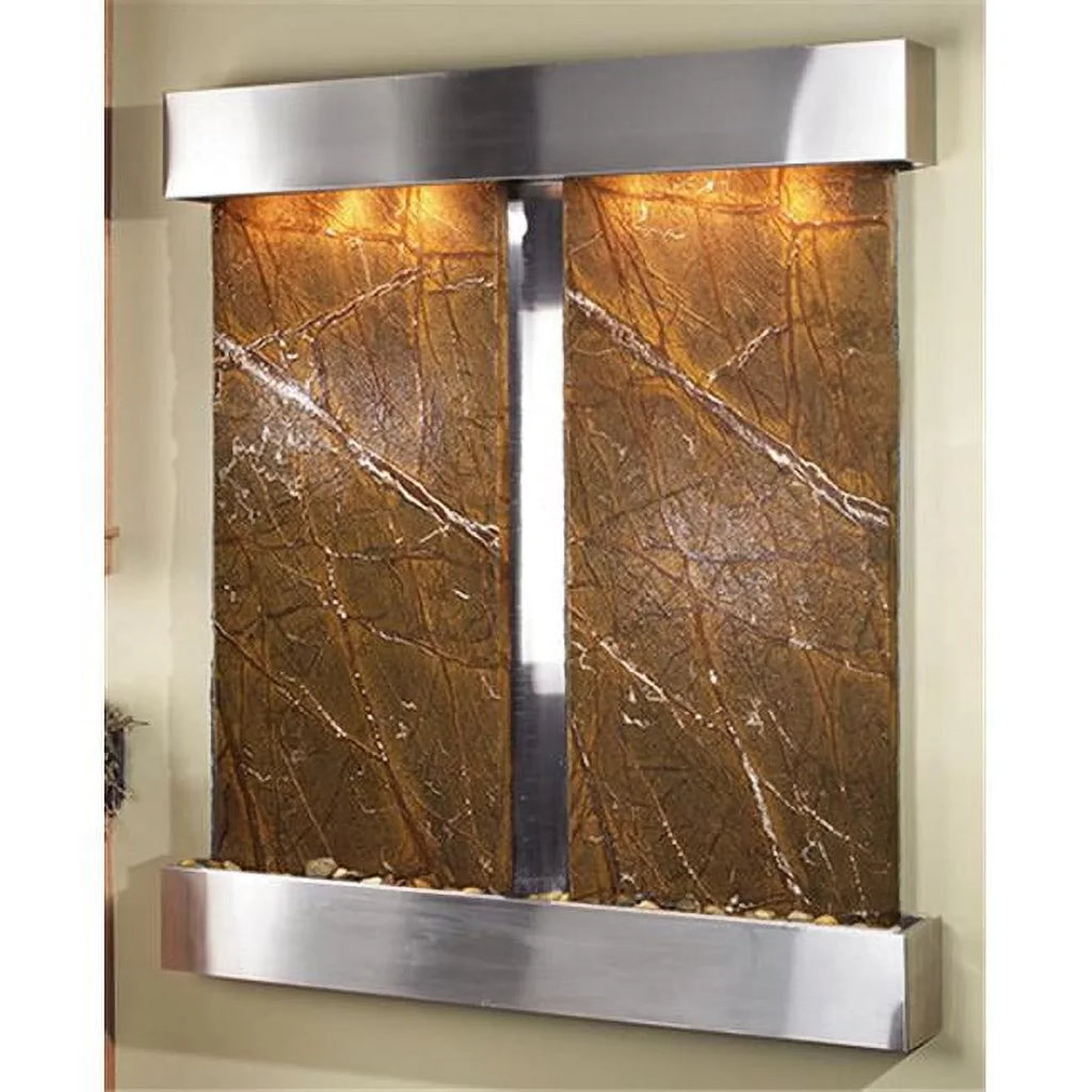 Adagio CFSize2006 Cottonwood Falls - Brown Rainforest Marble Wall Fountain