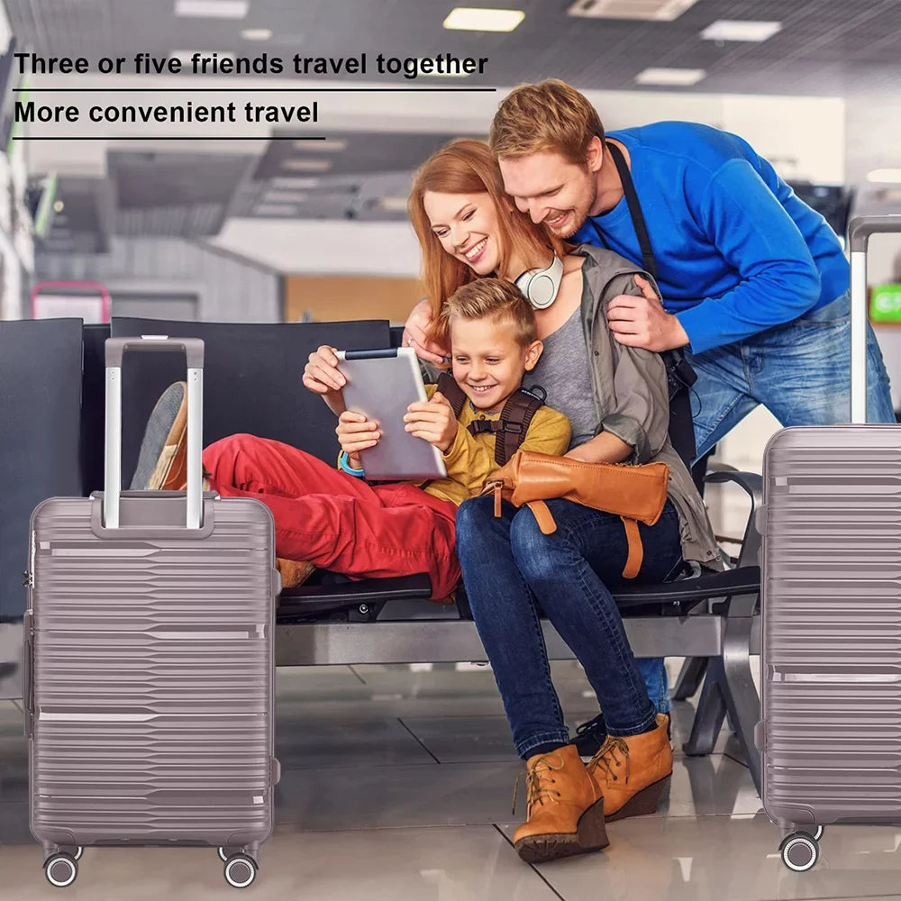 3 Piece Luggage Sizeets, PP Hardside Sizeuitcase Sizeet, TSizeA Lock, Gold