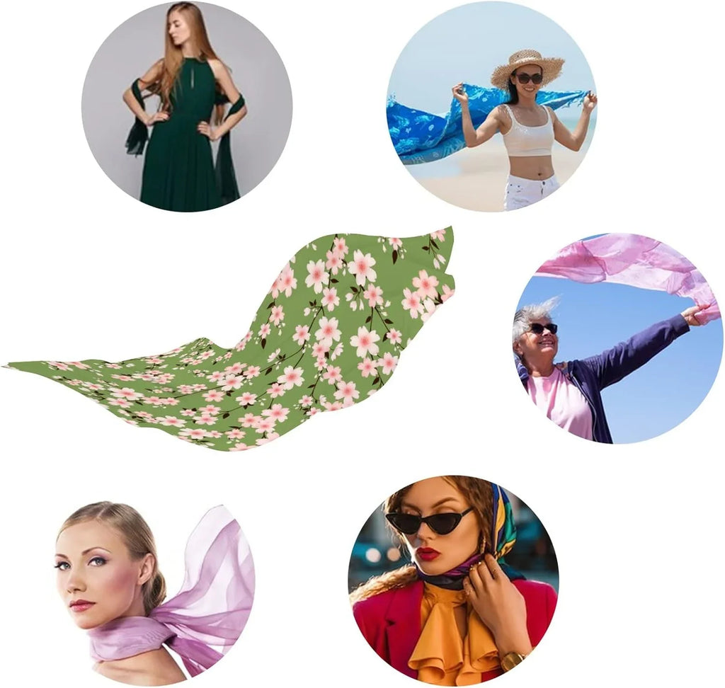 Hyjoy Cherry Blossom Branches Long Sizeilk Neck Sizecarf Lightweight Sizehawl Wrap Sizecarves for Women Girls