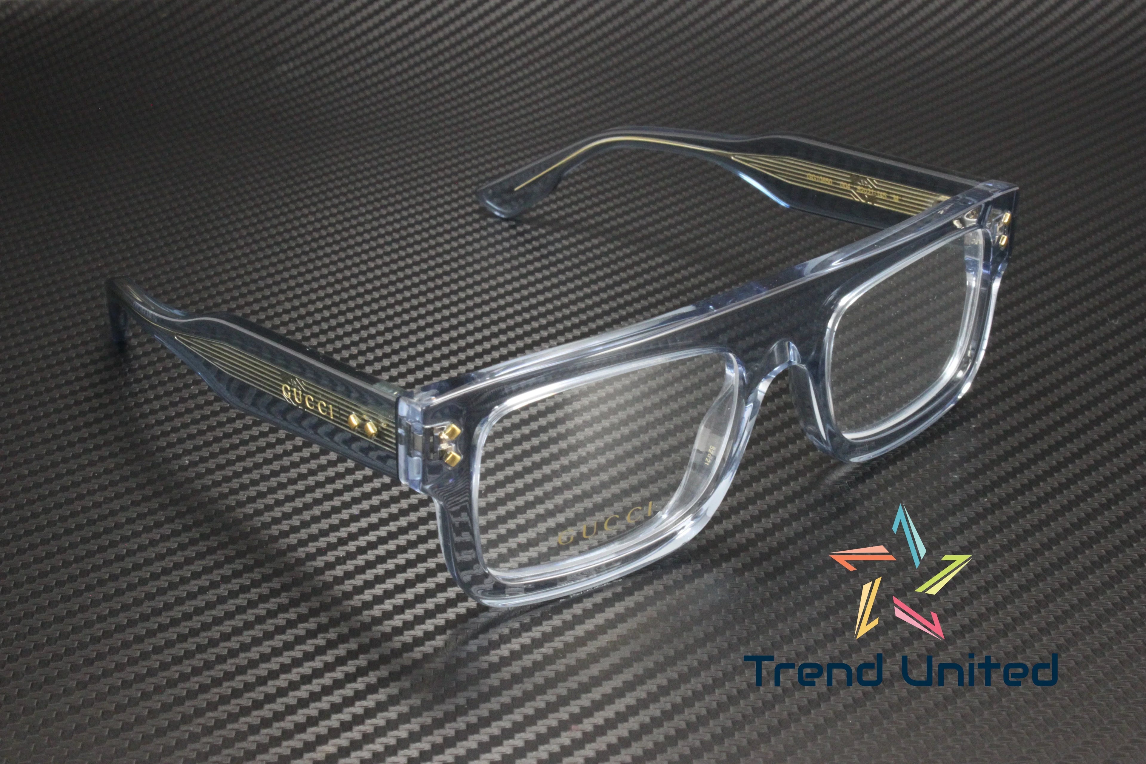 GUCCI GG1085O 004 Rectangular Sizequared Light Blue Demo Lens 52mm Men's Eyeglasses