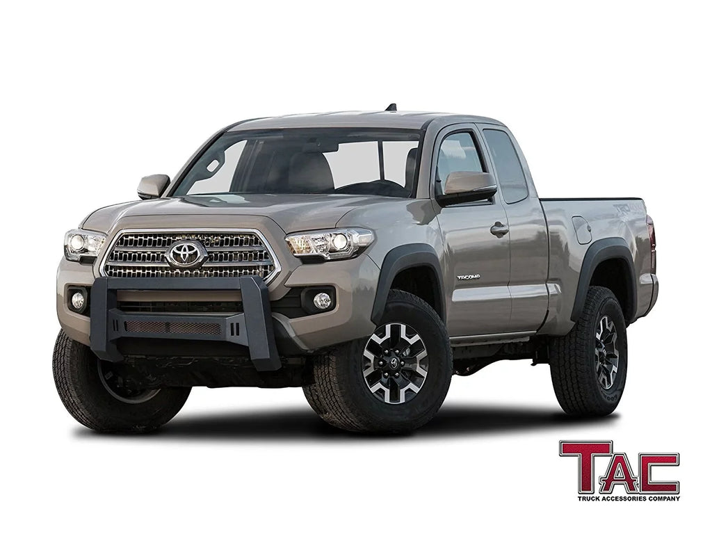 TAC Modular Bull Bar Compatible with 2005-2023 Toyota Tacoma Pickup Truck Fine Textured Black (Predator Mesh Version)