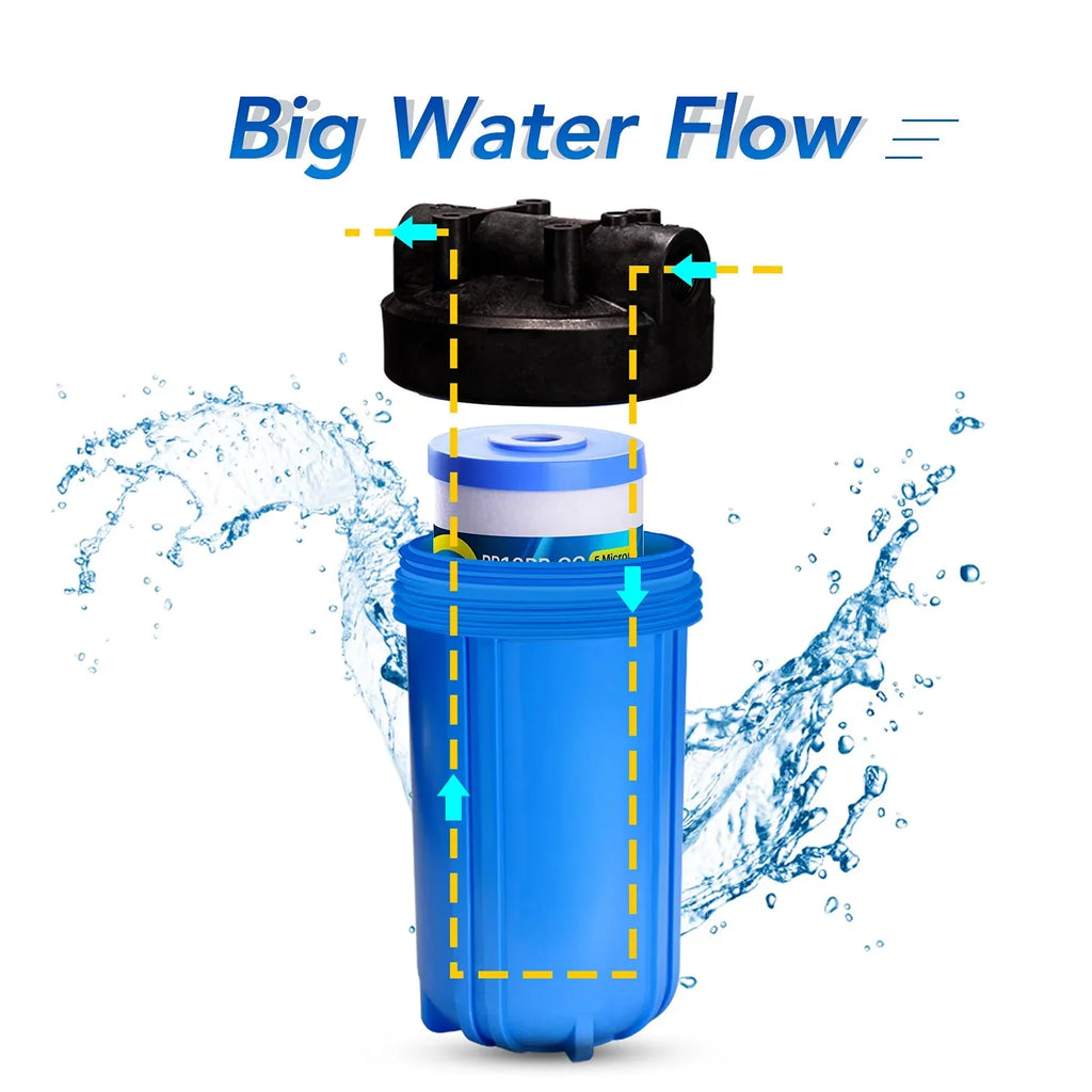 5 Micron 10" x 4.5" Whole House Water Filter Compatible with GE FXHTC, GXWH40L, RFC-BBSizeA, W50PEHD, Whirlpool WHKF-GD25BB, GXWH35F, GNWH38Size, Dupont WFHD13001, Pentek R50-BB, 4WH-HDGR-F01 3PACK