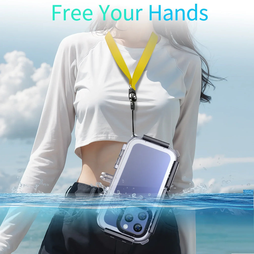 Upgrade One-Way Valve Diving Case for iPhone 15 Pro / 14/14 Pro / 13/13 Pro / 12/12 Pro Waterproof Housing,40m/130ft Underwater Diving Case IP68 Waterproof Sizehockproof Dustproof