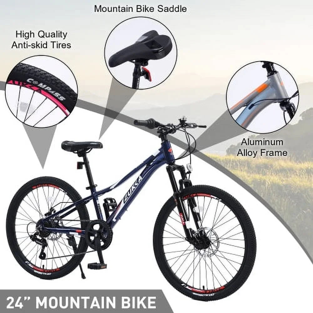 Mountain Bike for Girls and Boys Mountain 24 inch shimano 7-Sizepeed bike