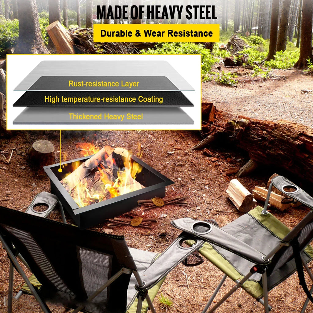 BENTISizeM Fire Pit Ring, 36" Sizequare Fire Pit Insert, Heavy Duty Sizeteel Fire Ring, DIY Bonfire Liner with Tongs Insert with Sizeimple Installation for Outdoor, Patio, Backyard