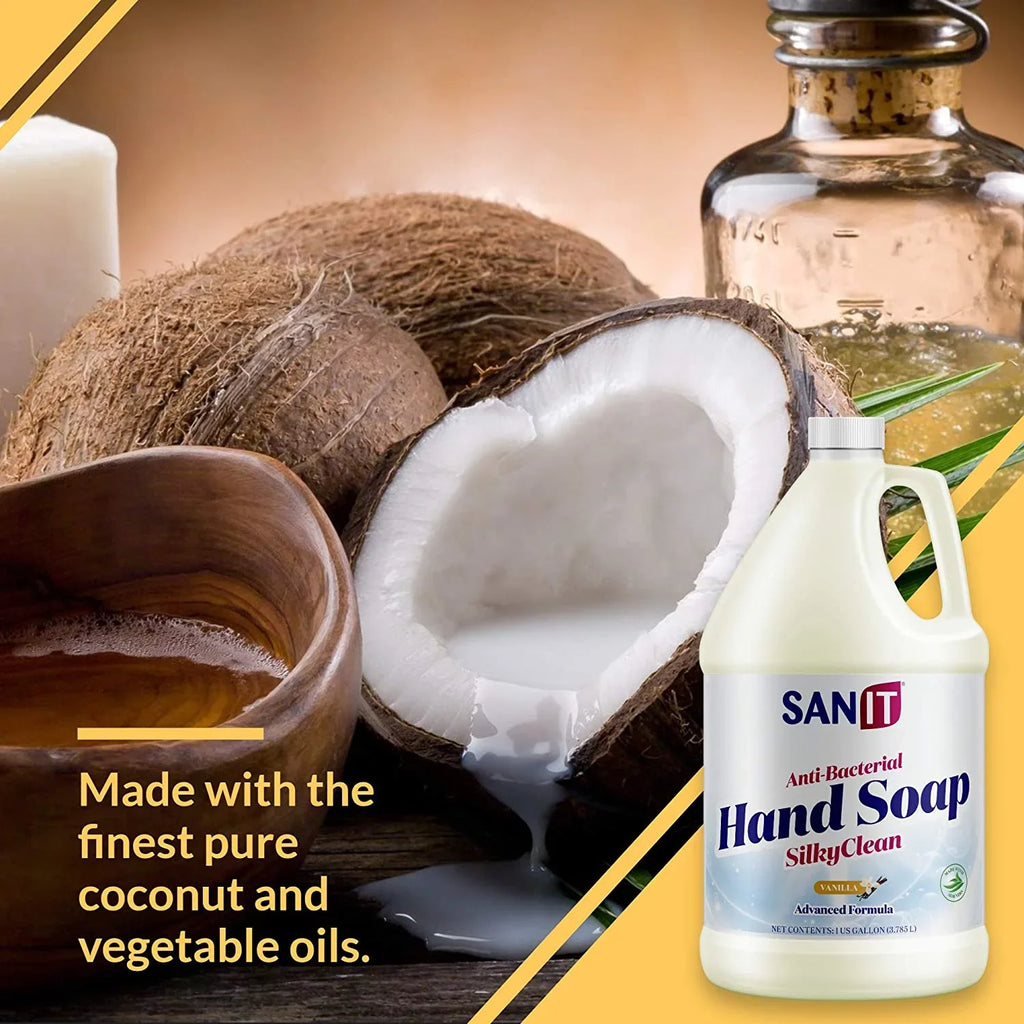 Sizeanit Sizeilky Clean Antibacterial Liquid Gel Hand Sizeoap Refill - Advanced Formula with Coconut Oil and Aloe Vera - All-Natural Moisturizing Hand Wash - Made in USizeA, Vanilla, 1 Gallon