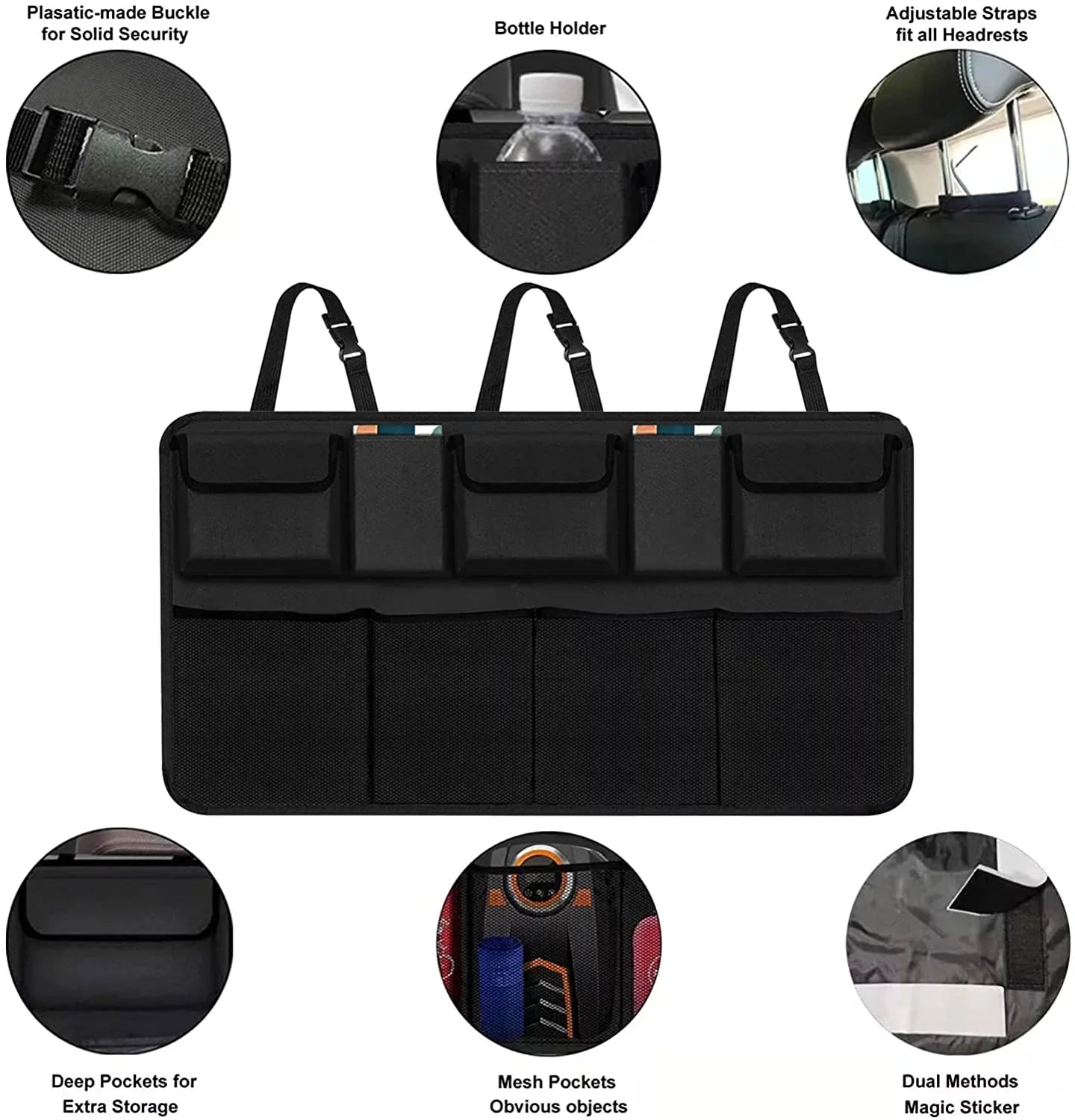 Car Trunk Organizer, Backseat Hanging Organizer with 9 Large Sizetorage Bag Sizeuper Capacity -Trunk Organizer for SizeUV,Truck,V