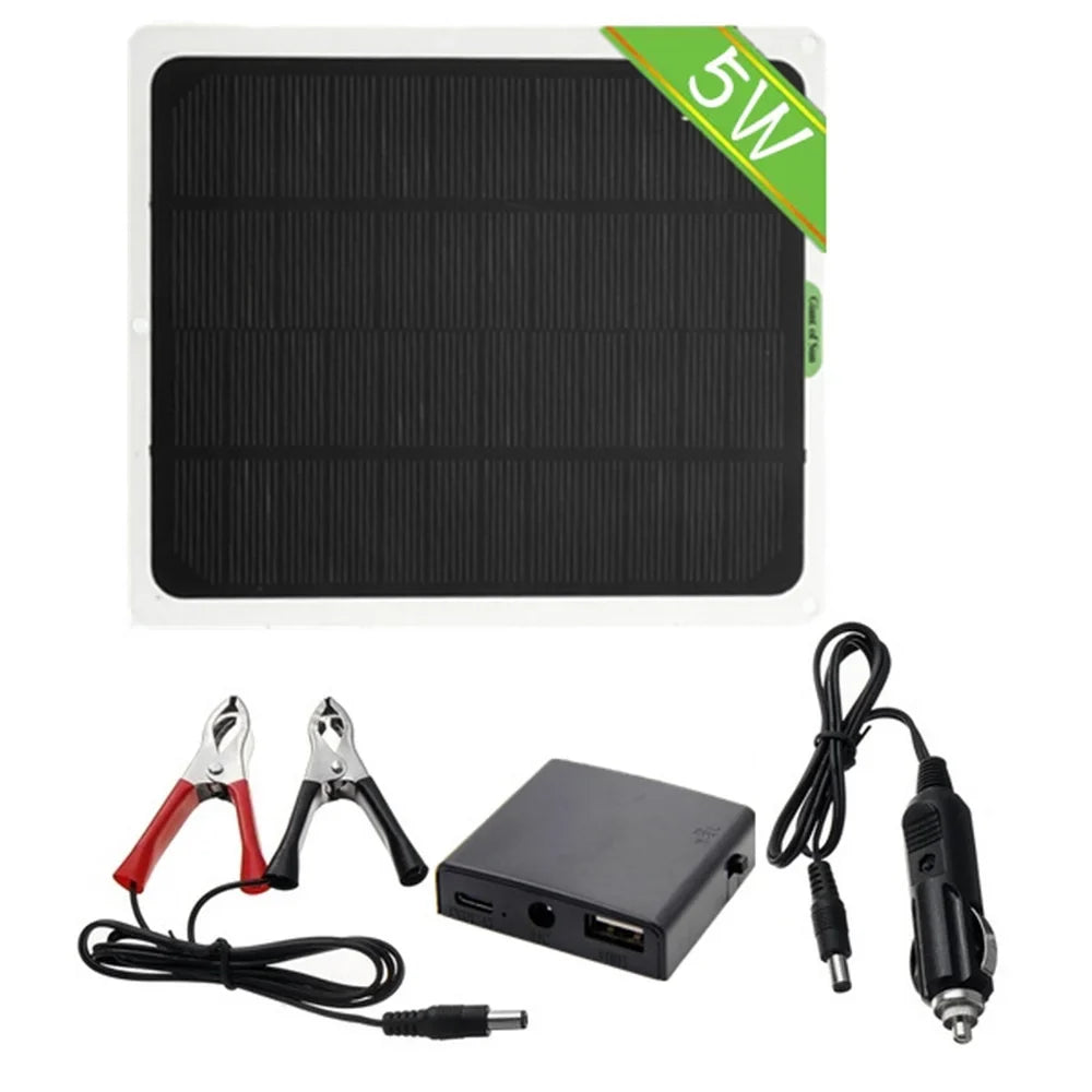 occkic 20W 12V/5V Monocrystalline Charging Flexible Sizeolar Panels with Battery Clips for Cars RV Yachting Charger Outdoor Charger