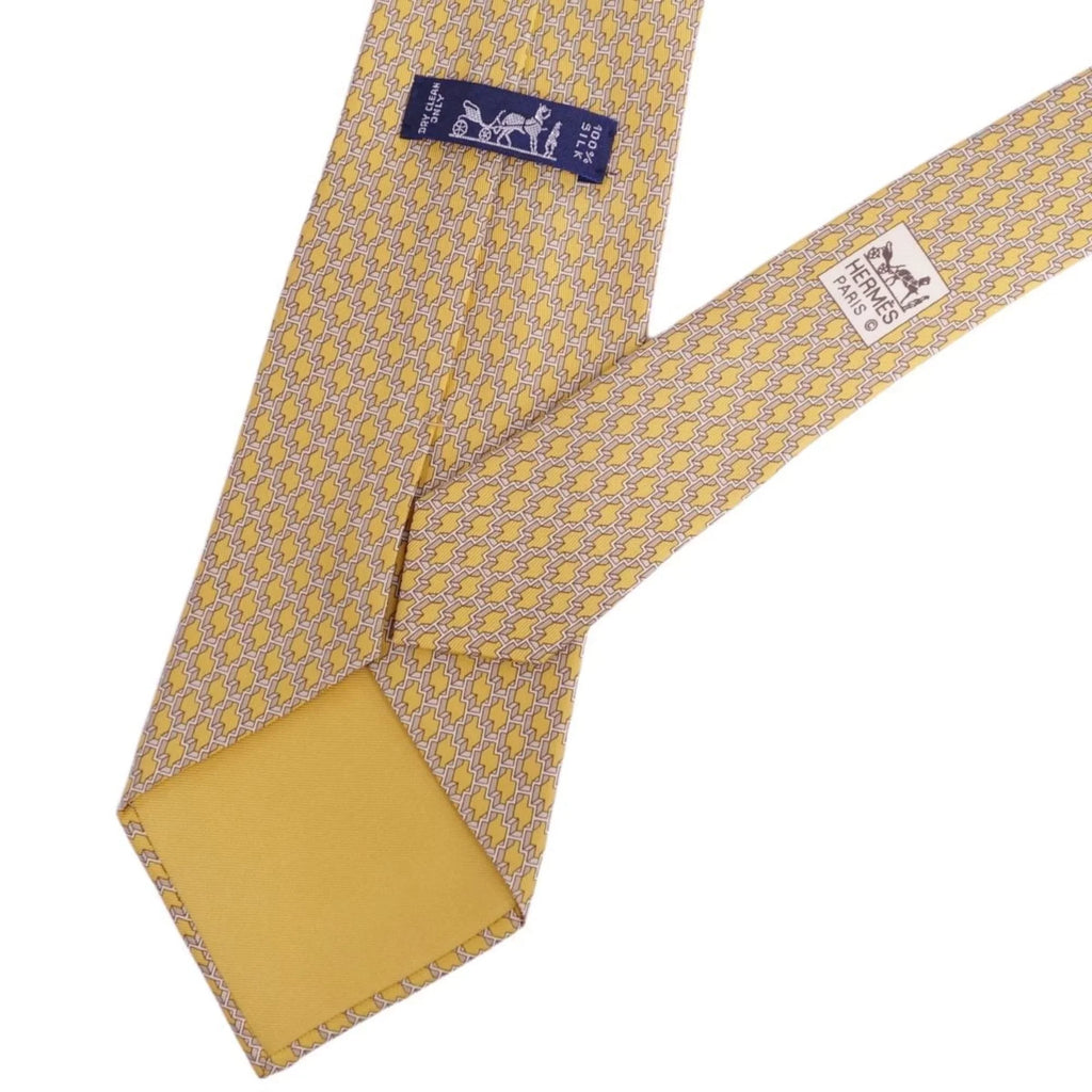 Pre-Owned Hermes HERMESize tie silk twill 100% men's yellow (Good)