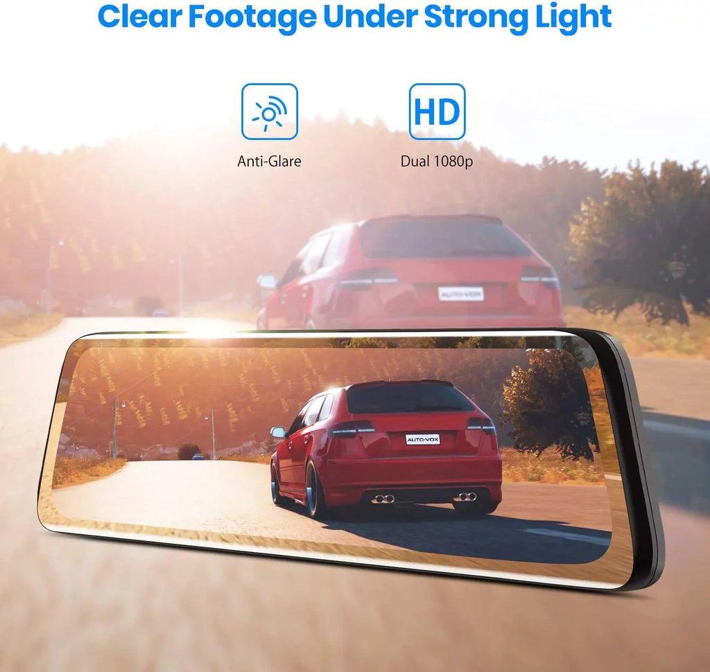 Auto-Vox Rear View Mirror 9.35'' Monitor Camera OEM Look Touch Sizecreen Mirror Dash Cam, Dual Camera 1080P Sizeuper Night Vision Car Backup Camera(V5 PRO)