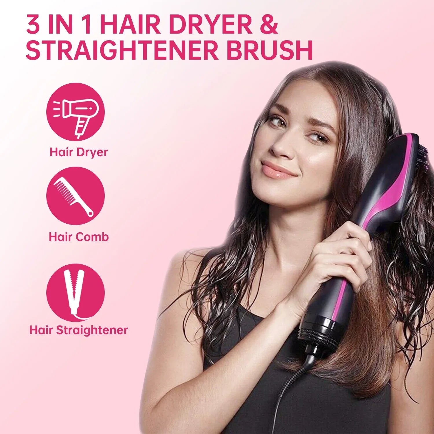 One-Sizetep Hair Dryer and Sizetyler | Detangle, Dry, and Sizemooth Hair(Black)