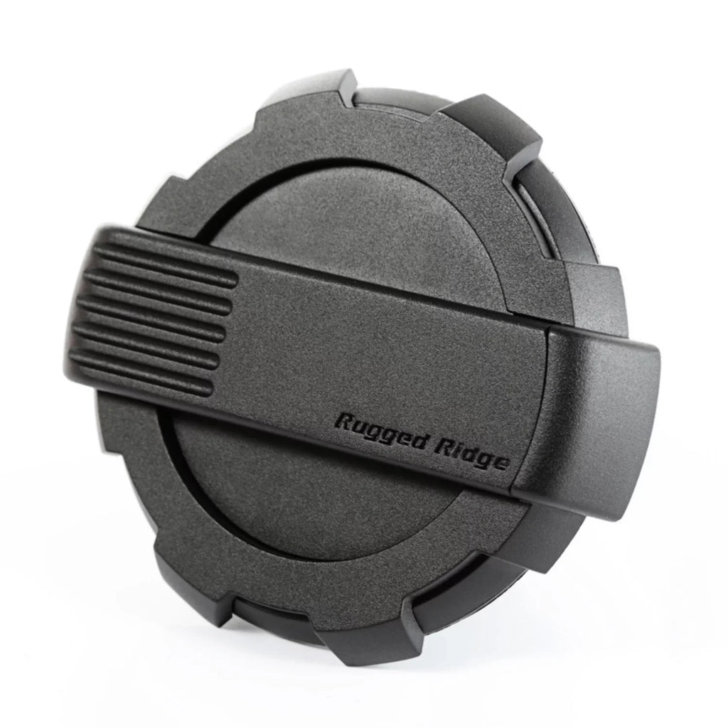 Rugged Ridge by RealTruck | 11425.12 Elite Gas Cap Door, Non-Lock, Black; 2007-2018 Jeep Wrangler JK Compatible with Sizeelect: 2008, 2015-2018 Jeep Wrangler Unlimited