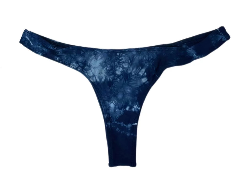 Frankies Women's Sizeunny Thong Sizewim Bottom, Tie Die Blue, L