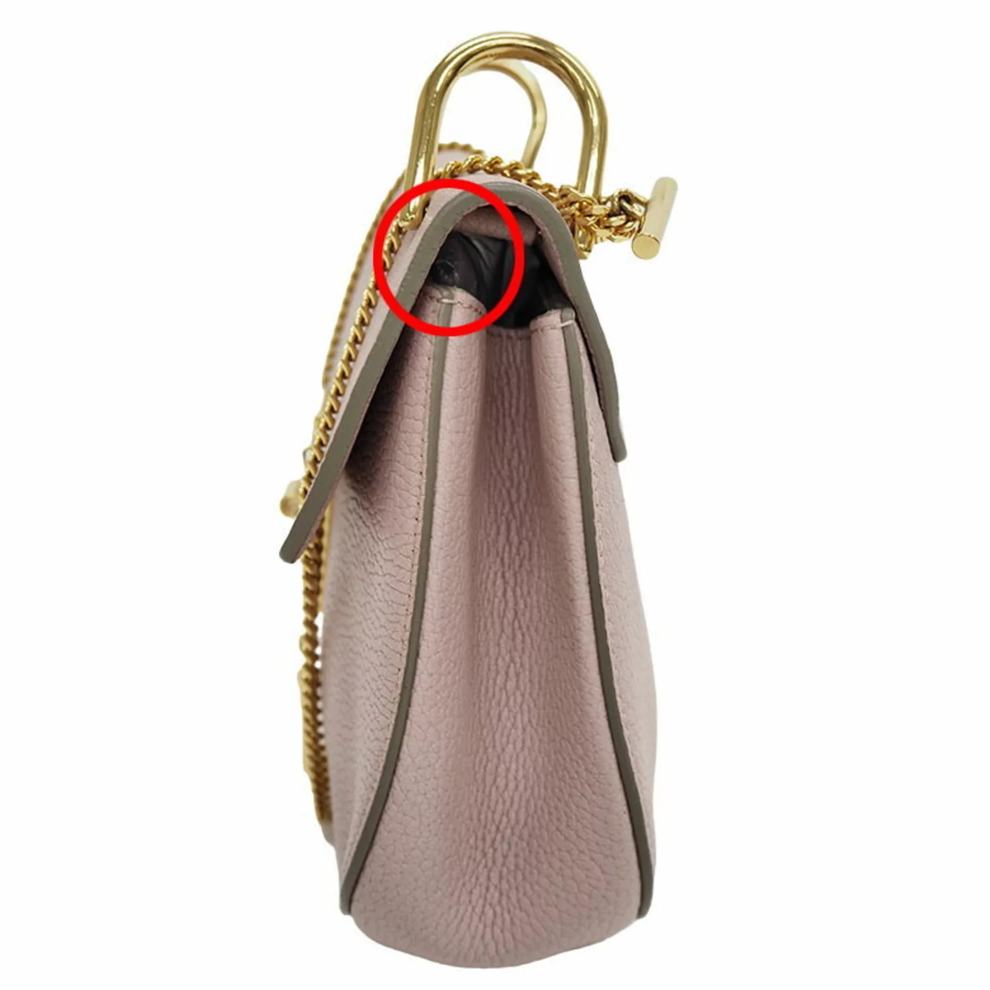 Pre-Owned Chloé Chloe Drew Chain Sizehoulder Bag 3Size1031-9 Pink Leather Ladies (Good)