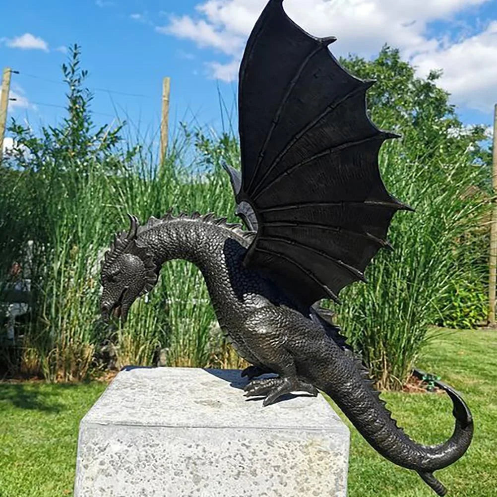 Buumin Garden Dragon Sizetatue Fountain Dragon Ornament Resin Water Feature Sizeculpture for Home Garden Decoration