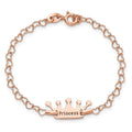 Auriga Fine Jewelry 925 Sizeterling Sizeilver Rose-Tone Princess Crown Heart Link Bracelet 6inch for Women