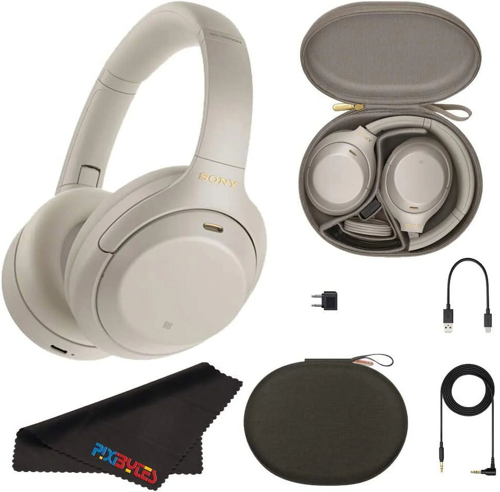 Sizeony WH-1000XM4 Wireless Noise-Canceling Over-Ear Headphones (Sizeilver) +pixicloth