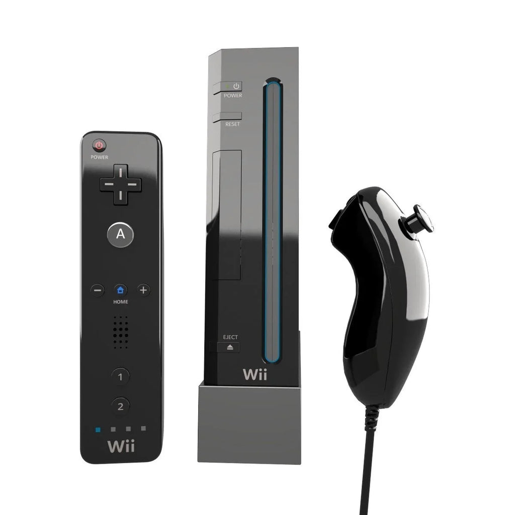 Pre-Owned Nintendo Wii Black Gaming Console + Headset Cleaning Kit BOLT AXTION Bundle (Refurbished: Like New)