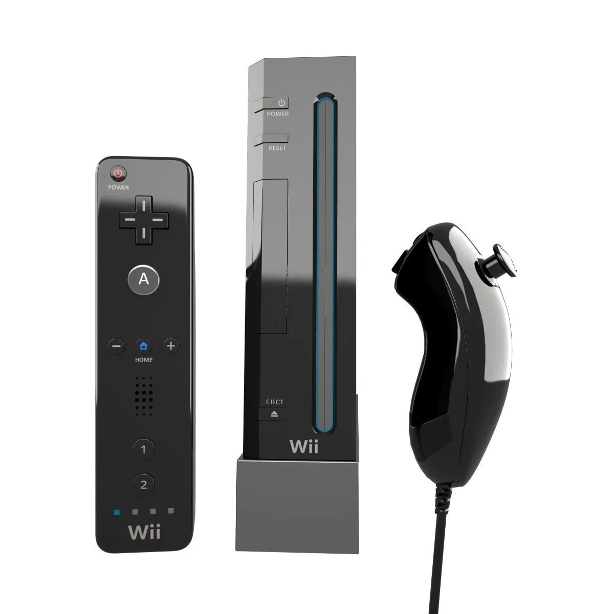 Pre-Owned Nintendo Wii Black Gaming Console + Headset Cleaning Kit BOLT AXTION Bundle (Refurbished: Like New)