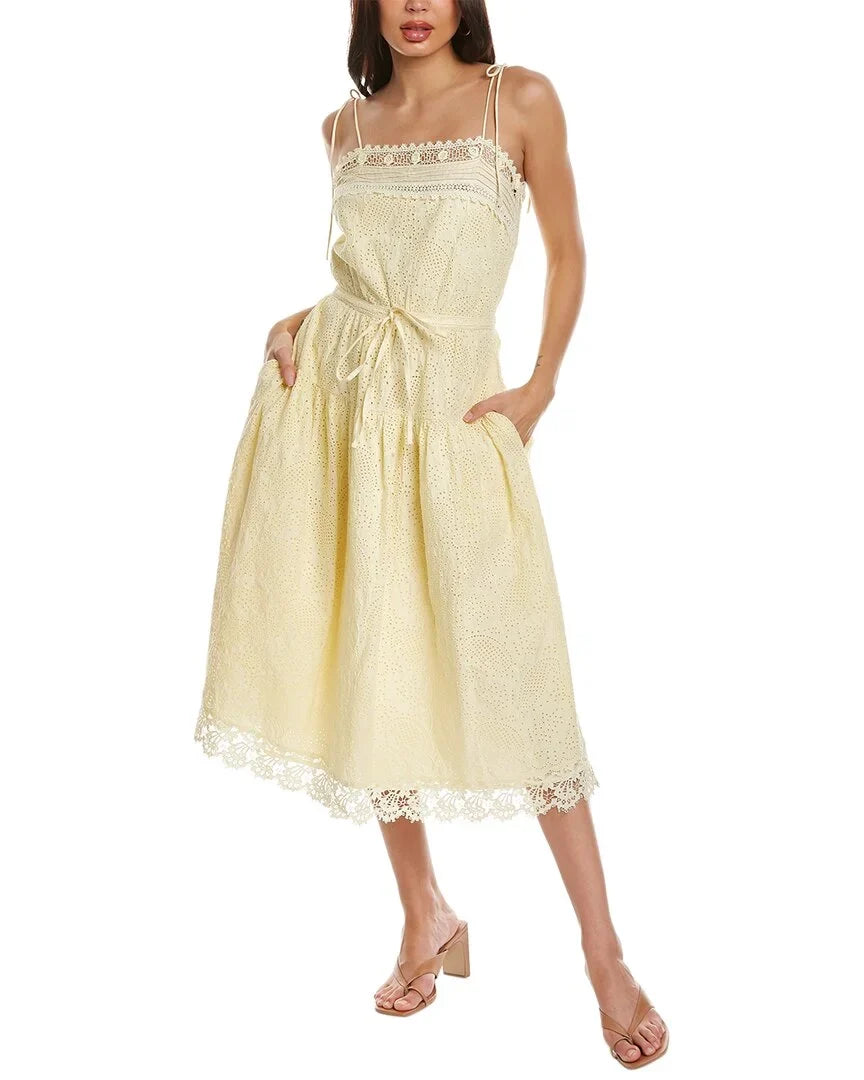 Ulla Johnson womens  Eyelet Maxi Dress, 0, Yellow