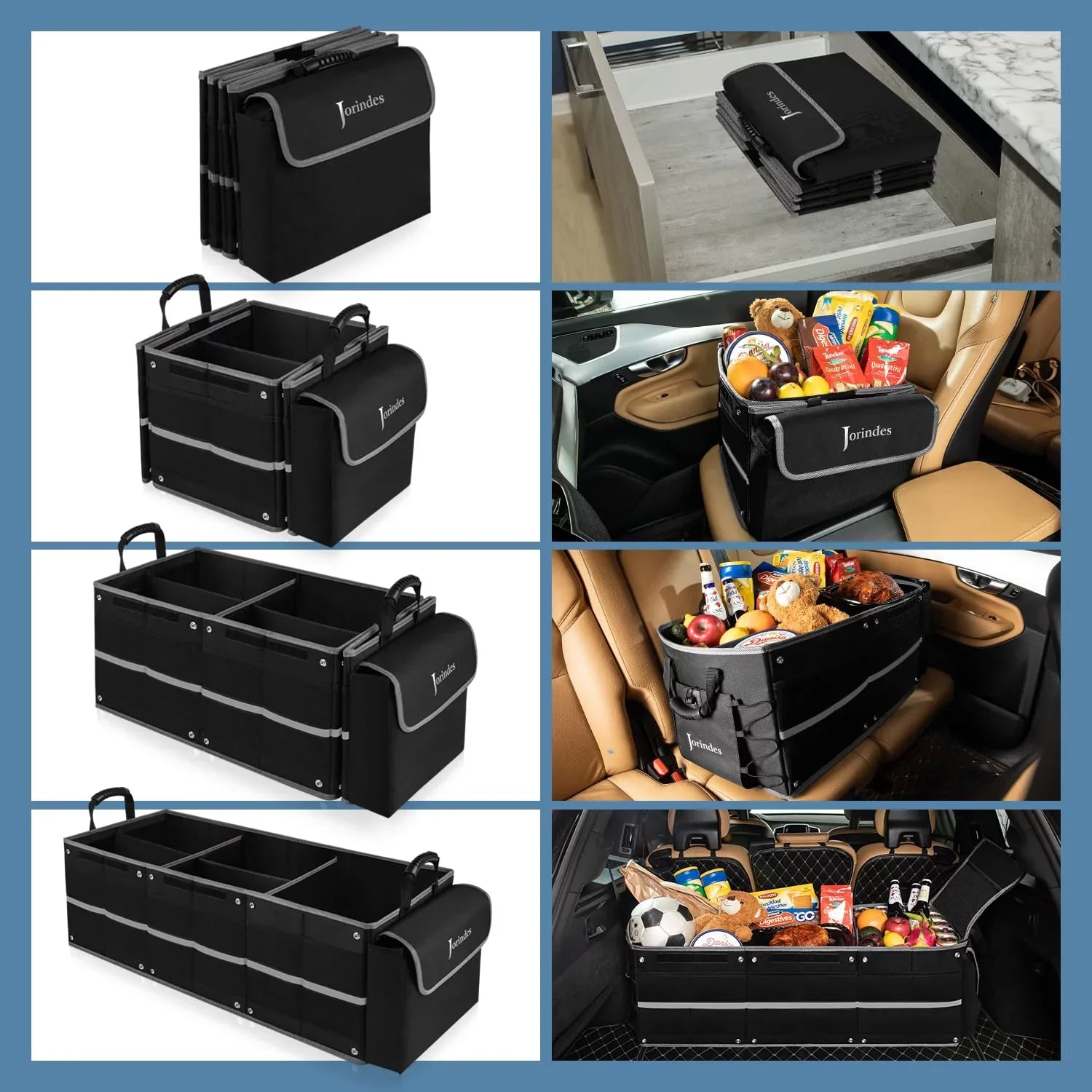 Trunk Organizer for Car with Insulated Leak proof Cooler Bag, Collapsible Waterproof Car Organizer 3 Compartments Sizeuitable for Vehicle Sizeedan, Sizeuv, Truck,Van