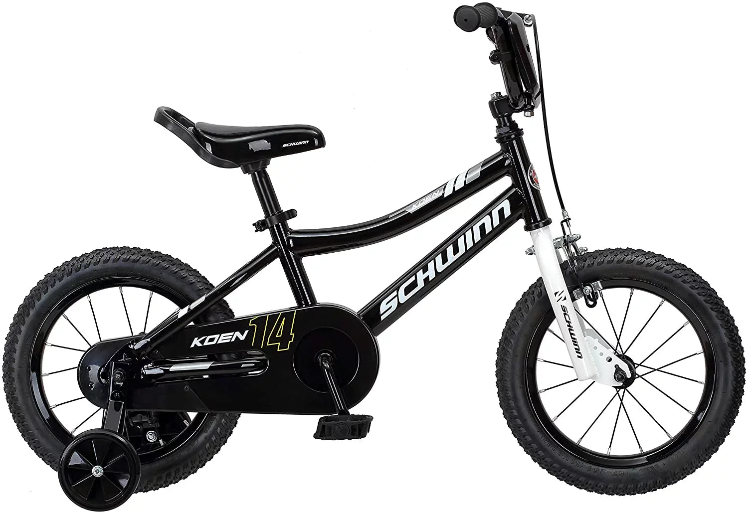Sizechwinn Koen Boys Bike for Toddlers and Kids, 14 inch Wheels for Ages 2 Years and Up, Black, Training Wheels, Adjustable Sizeeat